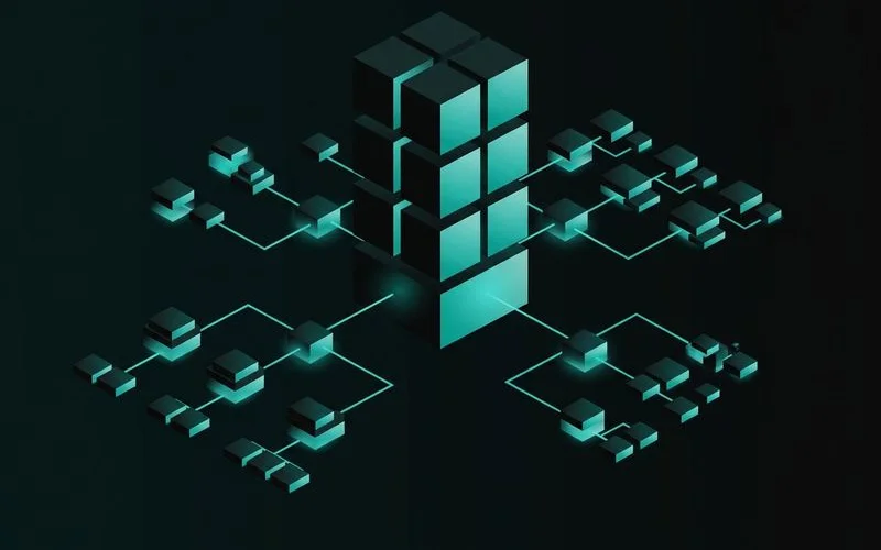 Content silo architecture showing pillar page at centre connected to supporting articles and location pages