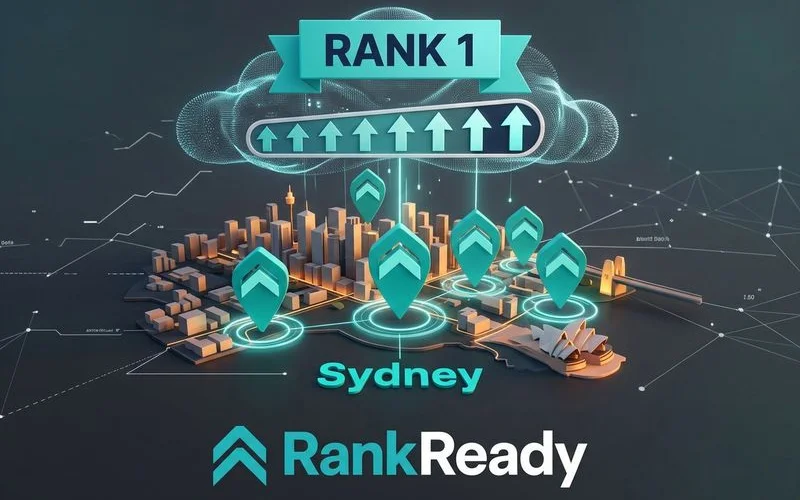 Map showing multiple Sydney suburb targeting with dedicated location pages for each area