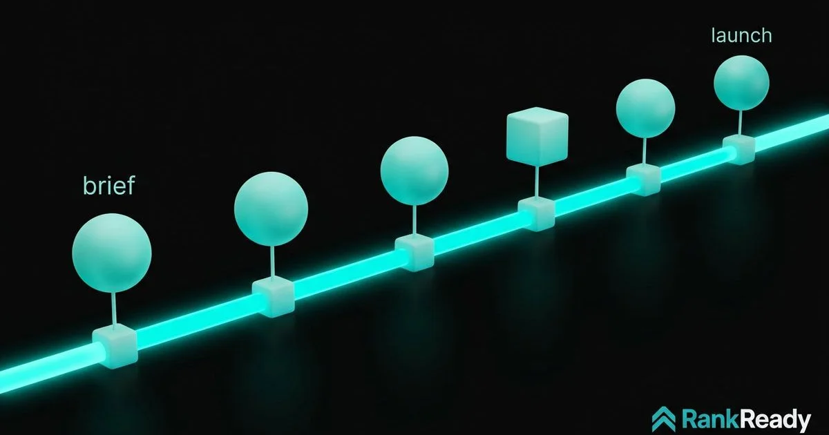 Visual timeline showing the stages of getting a new business website built from brief to launch